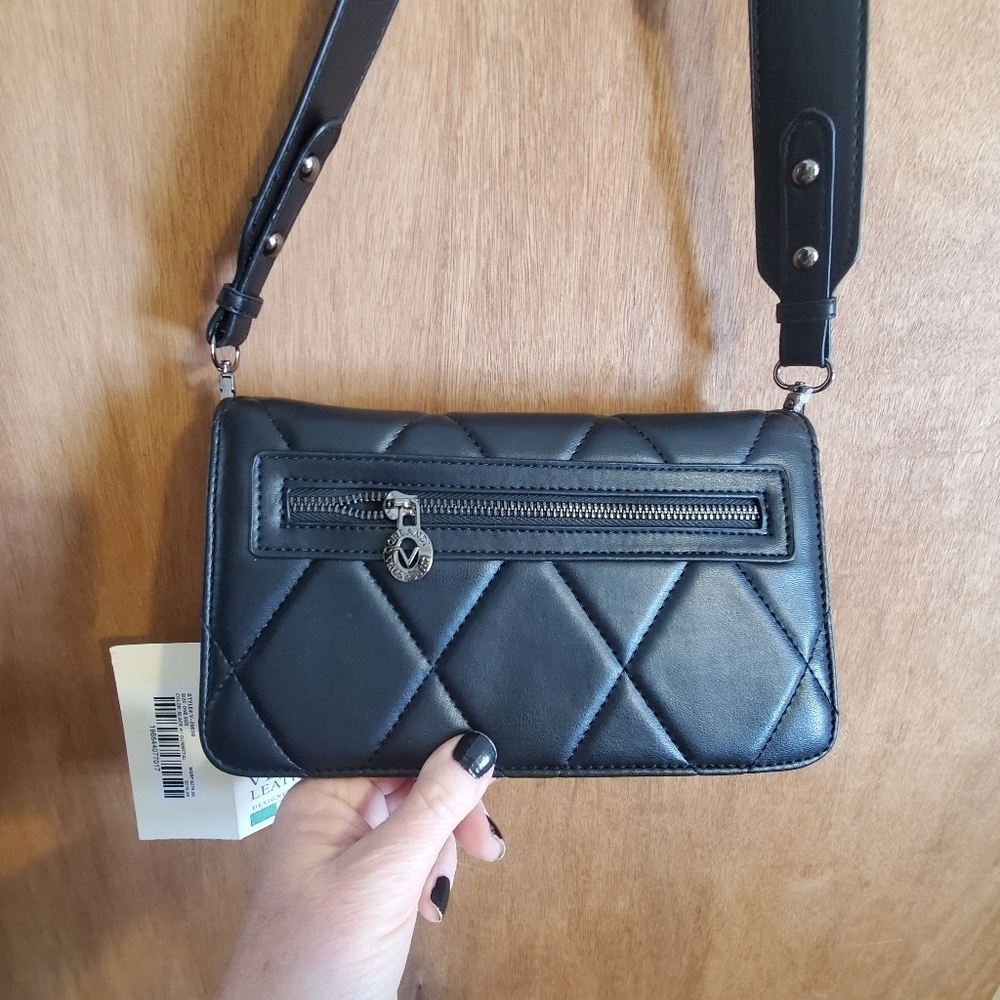 Valentino Orlandi Black Quilted NWT. VEGAN LEATHER.  Gun metal - Picture 7 of 10